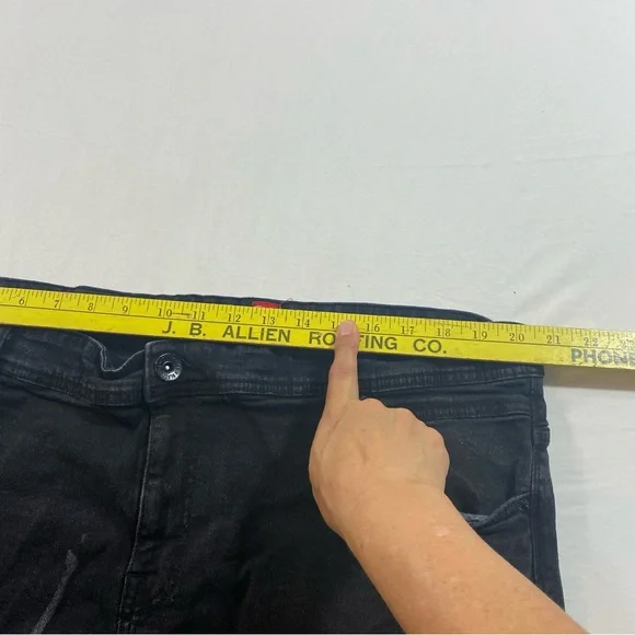 Black Pike Distressed Jeans Men 40 Black Stretch Spandex Cotton Bikers Jeans